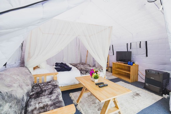 Une chambre proposée par la compagnie Climbing the Seven Summits, dans son «dôme exécutif».