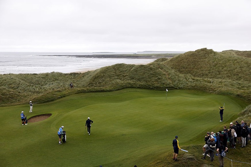 Rory McIlroy of Northern Ireland on the 6th green on day four of the Amgen Irish Open at Trump International Golf Links, Doonbeg, Ireland. Picture date: Sunday September 13, 2026. (Photo by Damien Eag ...