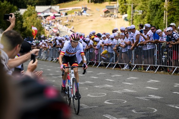 Margarita Victoria Garcia Canellas from Spain of team UAE in action during the 8th stage of the Tour de France women&#039;s cycling race over 123,3 kms from Lure to La Super Planche des Belles Filles, ...