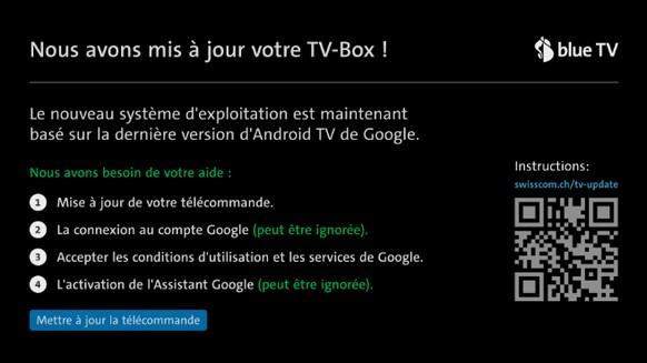 Mise à jour Blue TV de Swisscom.