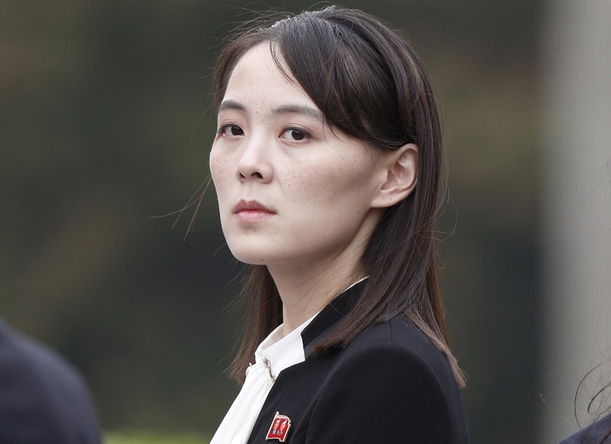 FILE - Kim Yo Jong, sister of North Korea&#039;s leader Kim Jong Un, attends a wreath-laying ceremony at Ho Chi Minh Mausoleum in Hanoi, Vietnam, March 2, 2019. The influential sister of North Korean  ...