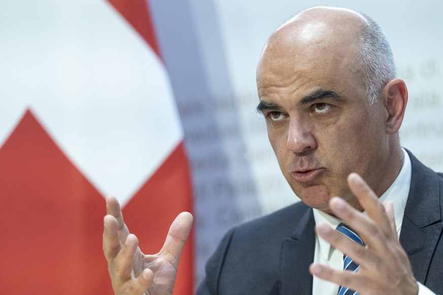 Bundespraesident Alain Berset, Vorsteher Eidgenoessisches Departement des Innern (EDI), spricht an der Medienkonferenz zur Bundesratssitzung zum Thema Botschaft zur Foerderung der Kultur in den Jahren ...