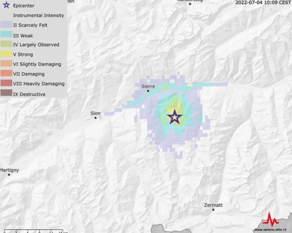 Plusieurs séismes se sont produits depuis l’aube dans le val d’Anniviers, dont le plus fort a atteint une magnitude de 3,1.