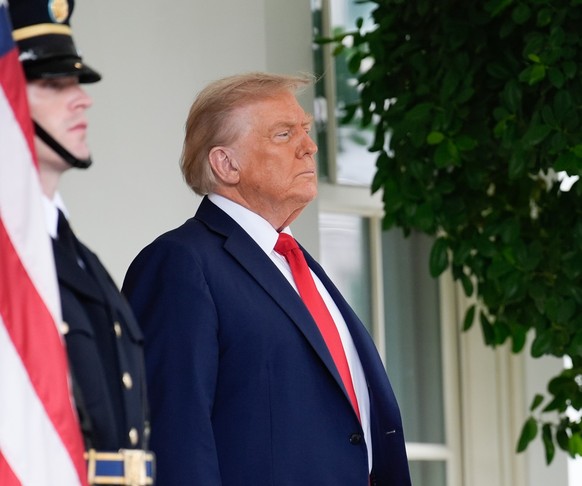 US President Donald Trump greets Ukrainian President Volodymyr Zelenskiy before their meeting with European Leaders at the White House in Washington on August 18, 2025. Photo by Yuri Gripas/Pool/Sipa  ...