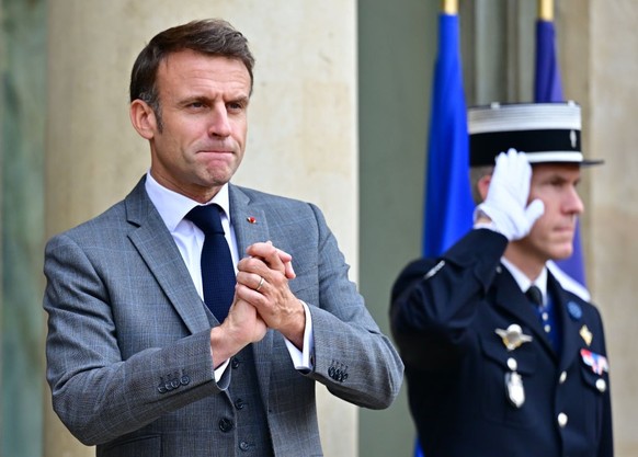 PARIS, FRANCE - NOVEMBER 9: French President Emmanuel Macron attends the 2023 Paris Peace Forum at the Elysee Presidential Palace on November 9, 2023 in Paris, France. The two-day annual event in the  ...