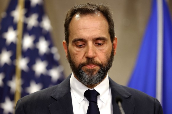 WASHINGTON, DC - JUNE 09: Special Counsel Jack Smith delivers remarks on a recently unsealed indictment against former President Donald Trump at the Justice Department on June 9, 2023 in Washington, D ...