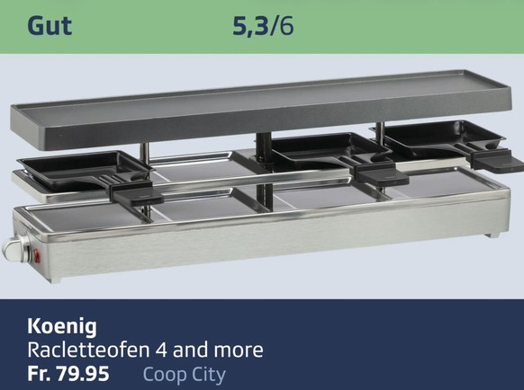 <p>1e place: le four à raclette Koenig 4 and more</p>