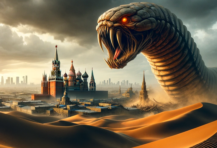 KI-Illustration zur Bedrohung des Westens durch die russische Elitehackergruppe Sandworm.