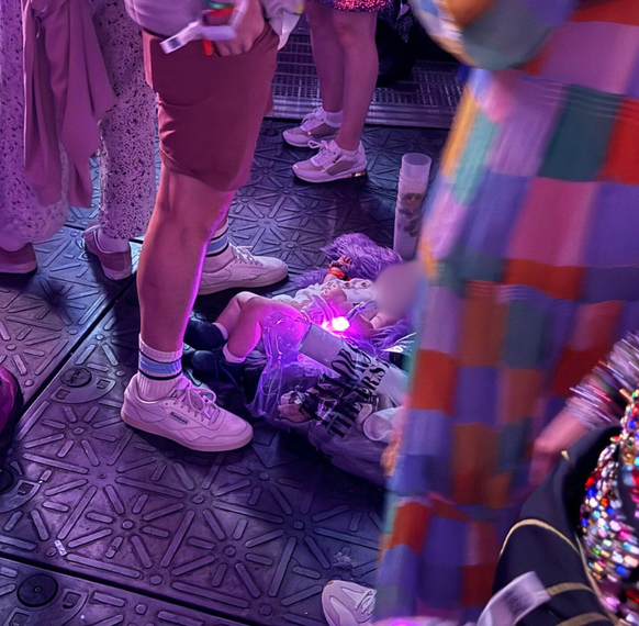 Difficile de savoir si le bébé a assisté à tout le concert.