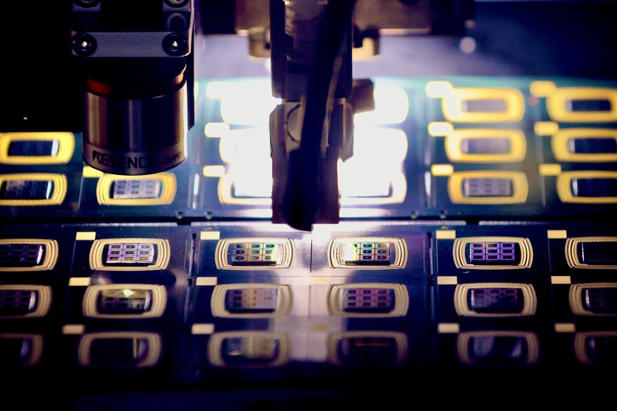 epa11583394 Semiconductors inside a Micro Dispensing Platform on display during the SEMICON Taiwan, at Nangang Exhibition Center in Taipei, Taiwan, 04 September 2024. SEMICON Taiwan is an annual event ...