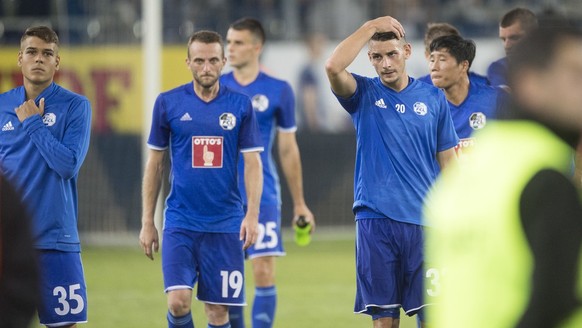 Les Lucernois, sonnés, après leur défaite contre Osijek en 2017.