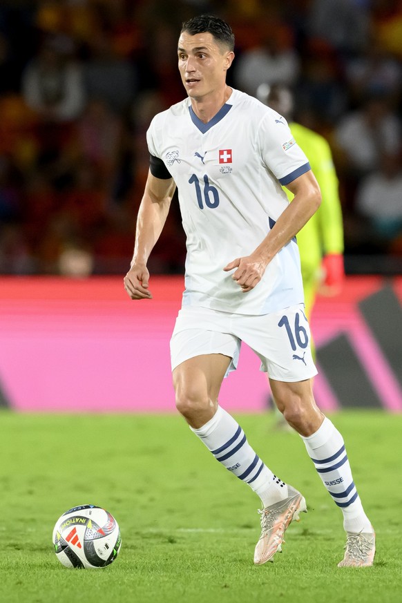 Switzerland&#039;s midfielder Vincent Sierro during the UEFA Nations League soccer group A4 match between Spain and Switzerland at Heliodoro Rodriguez Lopez stadium, in Santa Cruz, on the Canary islan ...