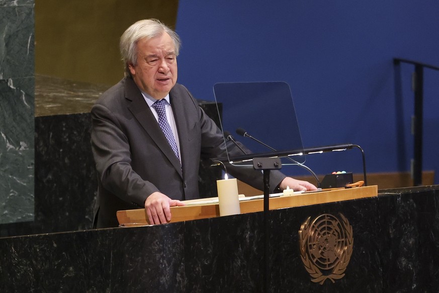 epa12685484 Secretary-General of the United Nations Antonio Guterres speaks during the United Nations' observance of the International Day of Commemoration in memory of the victims of the Holocau ...