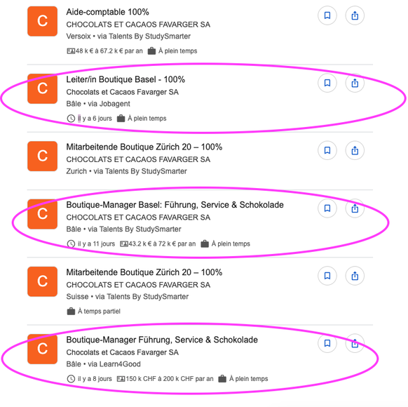 Favarger serait en train de recruter un manager pour une boutique à Bâle.