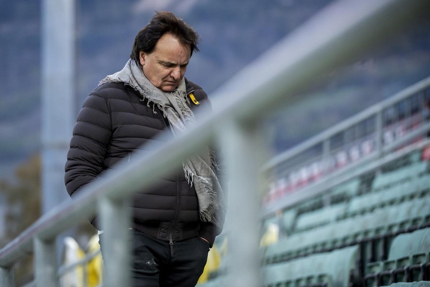 Le president du FC Sion Christian Constantin, lors de la rencontre de football de Super League entre FC Sion et FC Zuerich le samedi 17 avril 2021 a Sion. (KEYSTONE/Jean-Christophe Bott)