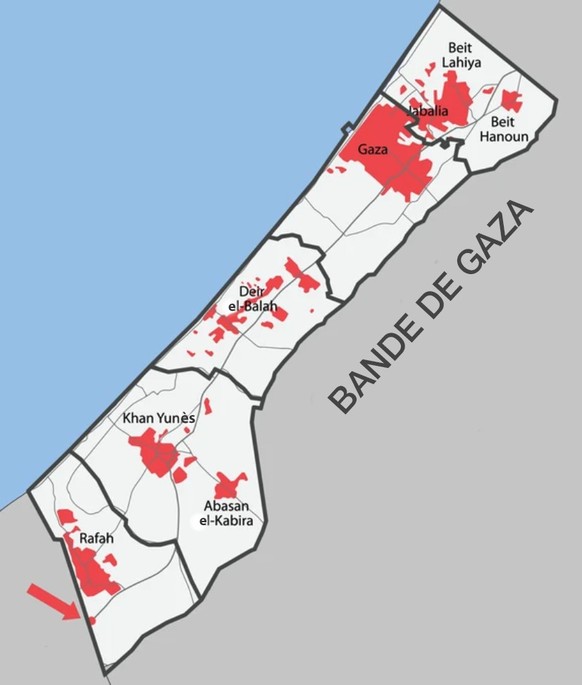 Rafah et le poste-frontière du même nom, se trouvent au sud-ouest de la bande de Gaza, qui est limitrophe de l&#039;Egypte.