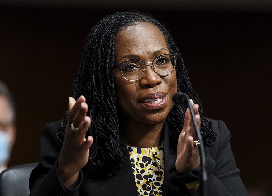epa09165764 Ketanji Brown Jackson, nominated to be a US Circuit Judge for the District of Columbia Circuit, testifies before a Senate Judiciary Committee hearing on pending judicial nominations on Cap ...