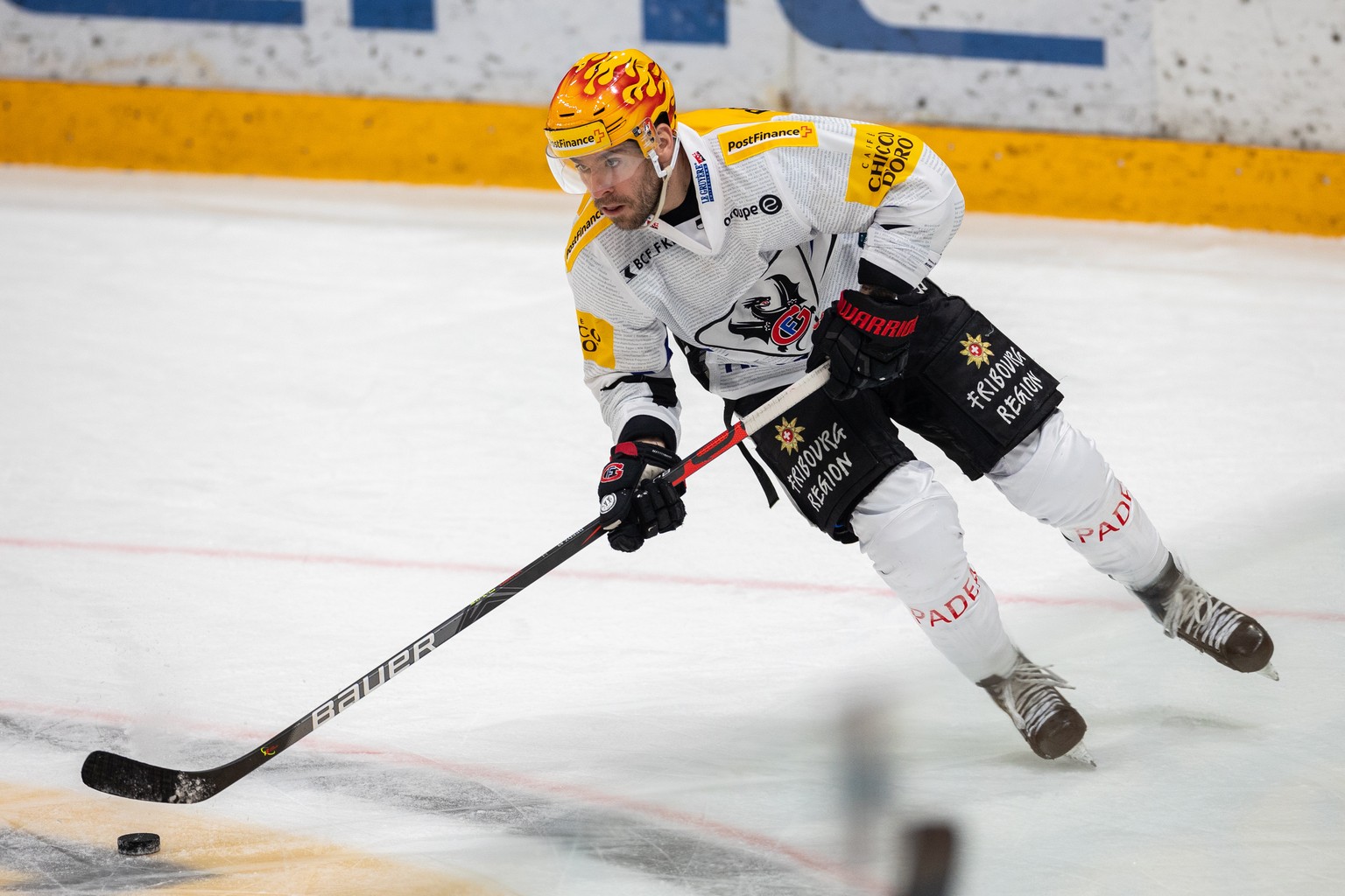 Fribourg&#039;s Top scorer Chris DiDomenico during the preliminary round game of the National League Swiss Championship between HC Lugano and HC Fribourg-Gotteron at the Corner Arena in Lugano, on Sat ...