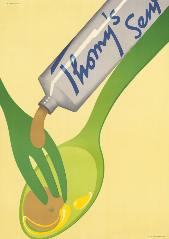 Affiche publicitaire de l'époque pour la moutarde Thomy (1947).
