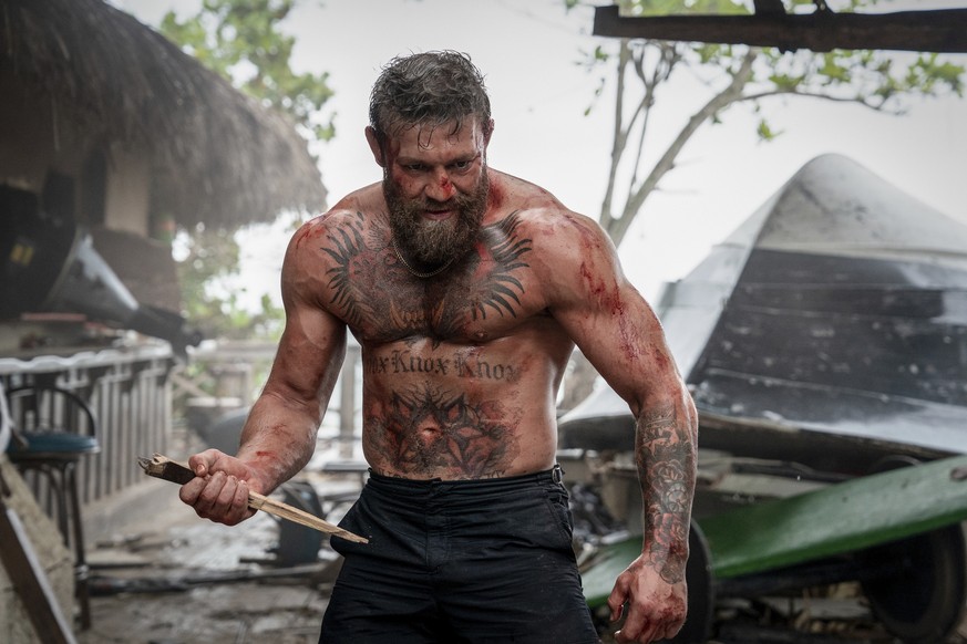 This image released by Prime Video shows Conor McGregor in a scene from &quot;Roadhouse.&quot; (Laura Radford/Prime Video via AP)