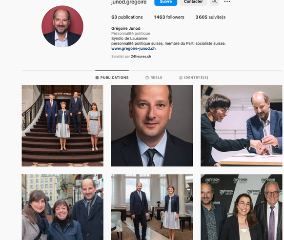 image du faux compte Instagram du syndic de Lausanne Grégoire Junod