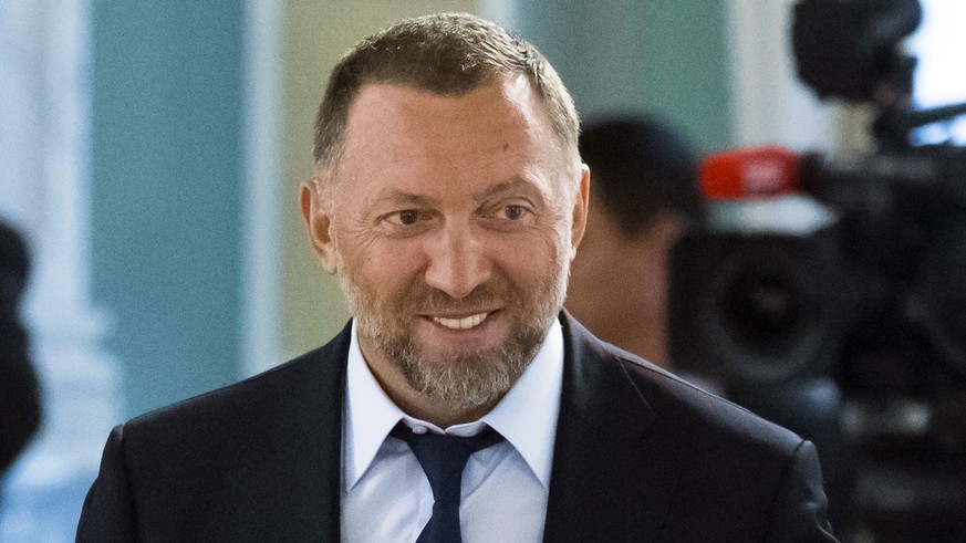 FILE - Russian metals magnate Oleg Deripaska attends a meeting of Russian President Vladimir Putin and Turkish President Recep Tayyip Erdogan, outside St. Petersburg, Russia, Aug. 9, 2016. Deripaska,  ...