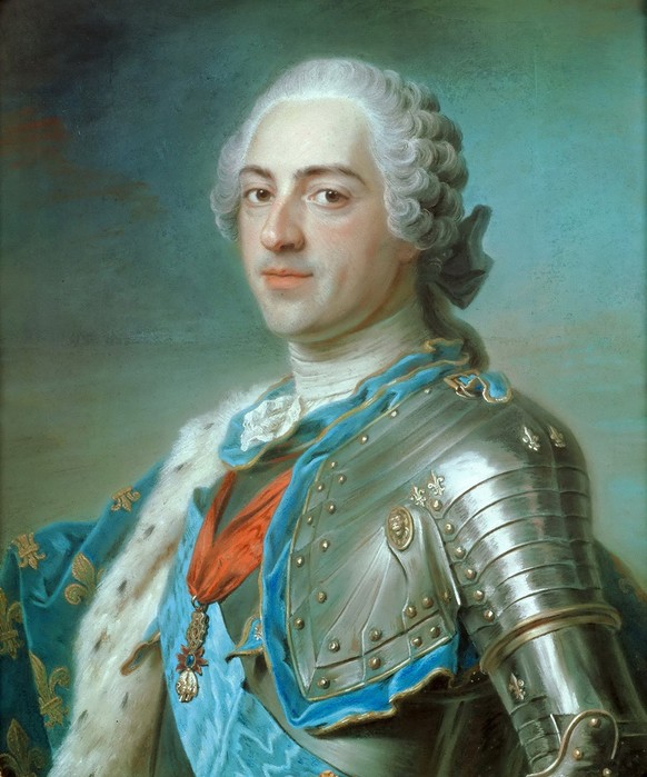 Le roi Louis XV (1710-1774) avec une perruque blanche comme elle était portée au milieu du XVIIIe siècle. Tableau de Maurice-Quentin de la Tour.
https://de.m.wikipedia.org/wiki/Datei:Louis_XV_by_Mauri ...