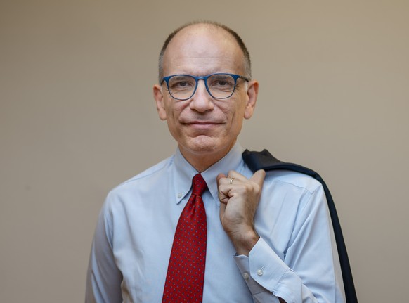 Democratic Party&#039;s leader Enrico Letta poses for portraits before an interview with The Associated Press in Rome, Tuesday, Sep. 13, 2022. In opinion polls, former Premier Enrico Letta&#039;s Demo ...