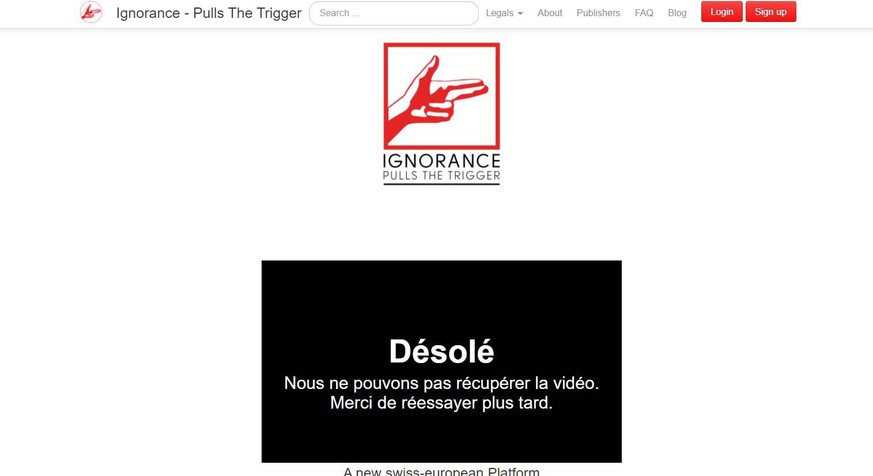 La page web «Ignorance – pulls the trigger» est hors ligne.