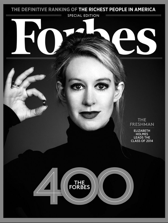 La couverture du magazine Forbes avec Elizabeth Holmes.