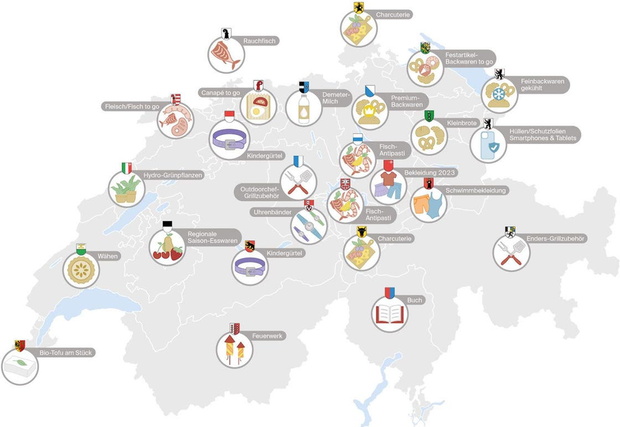 Migros publie une carte des habitudes de consommation par canton.