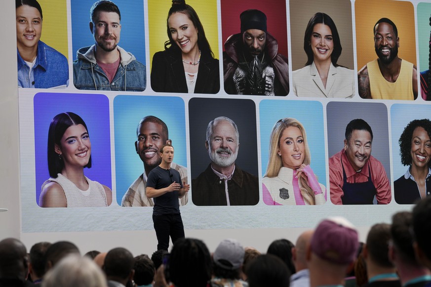 File - Meta CEO Mark Zuckerberg speaks during the tech giant&#039;s Connect developer conference Sept. 27, 2023, in Menlo Park, Calif. Meta releases results on Thursday, Feb. 1, 2024. (AP Photo/Godofr ...