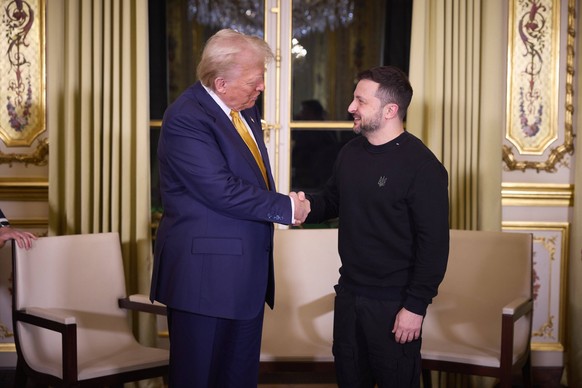 Ukrainian President Volodymyr Zelenskyy holds working meetings and participate in a trilateral meeting with French President Emmanuel Macron and U.S. President-elect Donald Trump Ukrainian President V ...