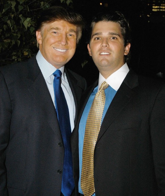 NEW YORK - SEPTEMBER 17: Donald Trump and Donald Trump, Jr. attend the private party hosted by Donald Trump&#039;s T Management for legendary supermodel Pat Cleveland at Ian Schrager&#039;s Hudson Sky ...