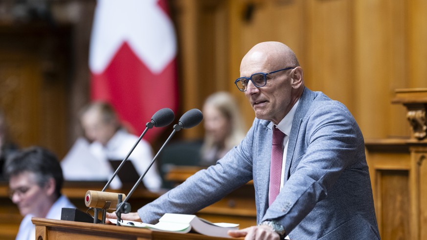 Alfred Heer, SVP-ZH, spricht zur Debatte um den Bericht der Parlamentarischen Untersuchungskommission PUK zur Krise der Credit Suisse, an der Fruehjahrssession der Eidgenoessischen Raete, am Dienstag, ...