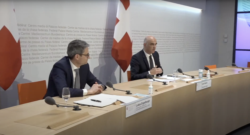 Lukas Engelberger (à gauche) et Alain Berset (à droite).