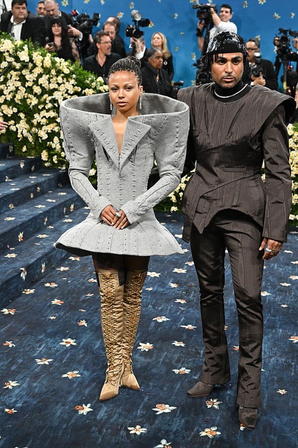 Myha'la, Veysel at The 2025 Met Gala Celebrating "Superfine: Tailoring Black Style" held at the Metropolitan Museum of Art on May 05, 2025 in New York, New York. (Photo by Gilbert Flore ...
