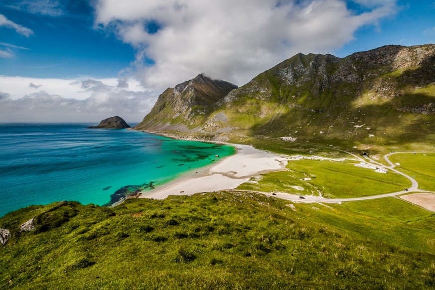 Haukland Beach, Vestvagoy, Lofoten, Norwegen.