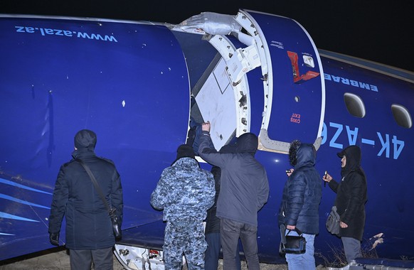 epa11793292 Wreckage of plane passenger plane Embraer ERJ-190AR at the crash site near Aktau, Kazakhstan, 25 December 2024. Azerbaijan Airlines Embraer ERJ-190AR passenger plane flying from Baku to Gr ...