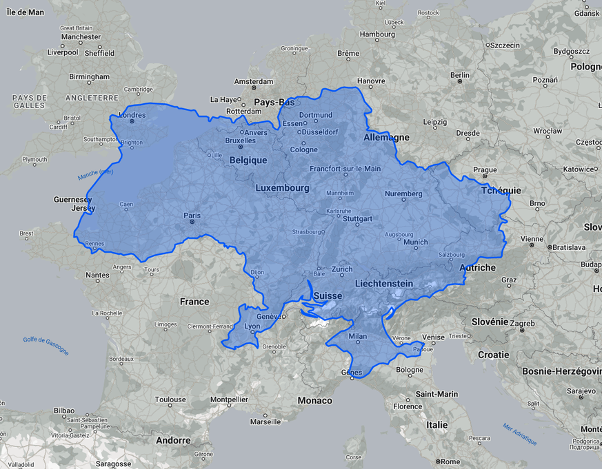 Si l'on place l'Ukraine sur l'Europe centrale, le pays s'étendrait de Londres à Vienne et de Hambourg à Genève.