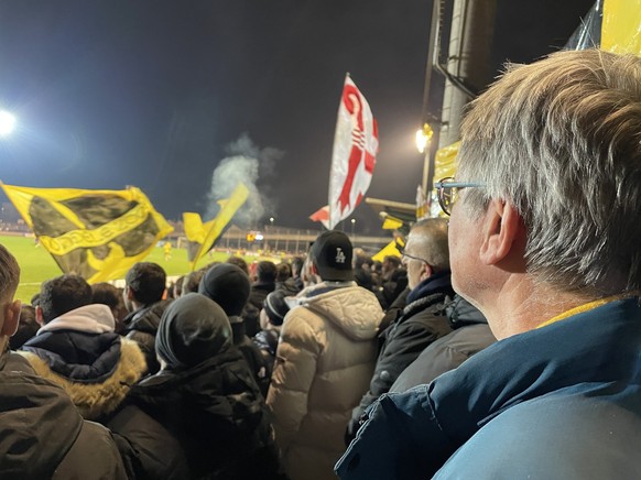 Alain Rebetez, supporter des SR Delémont regarde le mathc depuis le kop jurassien