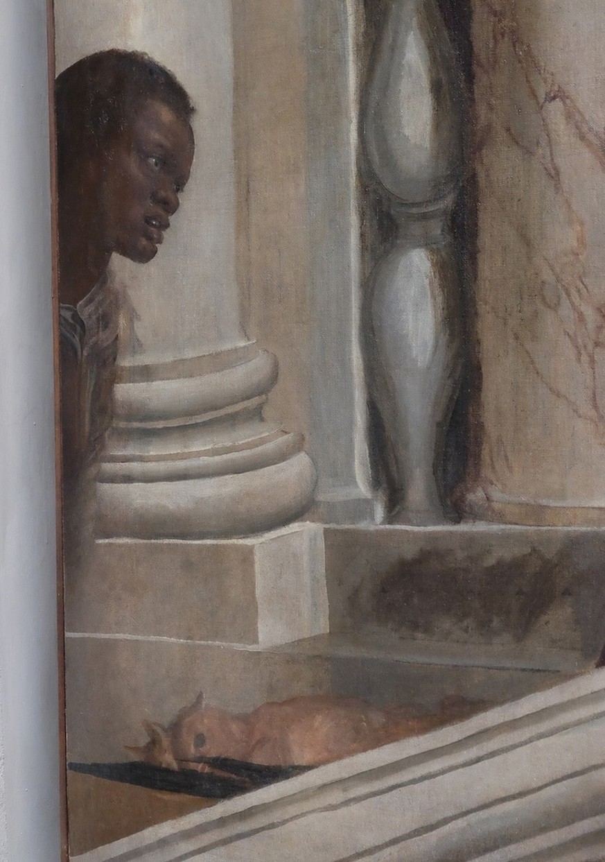 Homme noir dans le tableau Repas chez Levi, 1573 (extrait).
https://www.gallerieaccademia.it/convito-casa-di-levi