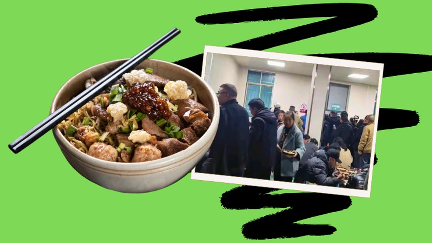 Les Chinois font la file pour manger dans une morgue