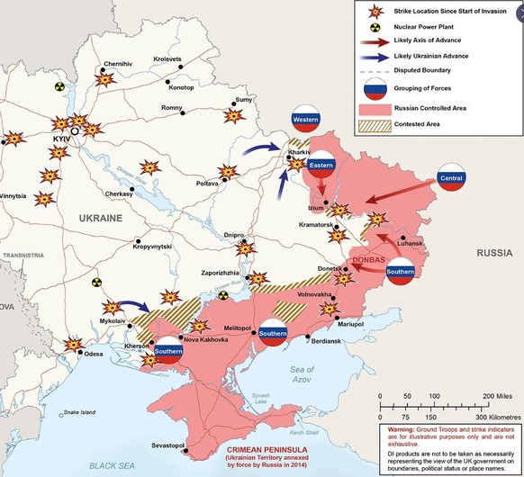 C'est ainsi que se présente actuellement le front dans le sud et l'est de l'Ukraine.