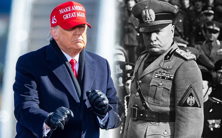 Donald Trump (à gauche) et Benito Mussolini (à droite).