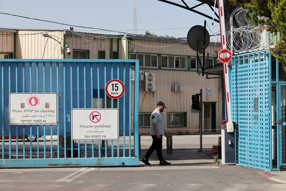 epa11330735 Security at the entrance to the United Nations Relief and Works Agency for Palestine Refugees in the Near East (UNRWA) offices in Jerusalem, 10 May 2024. UNRWA Secretary General Philip Laz ...