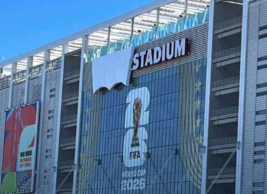 Le Levi's Stadium de San Francisco – renommé Stade de la baie de San Francisco pendant le Mondial – a dû cacher le logo de la célèbre marque de vêtements.