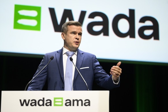 President of World Anti-Doping Agency (WADA) Witold Banka of Poland speaks during the opening of the WADA Symposium for Anti-Doping Organizations at the SwissTech Convention Center in Lausanne, Switze ...