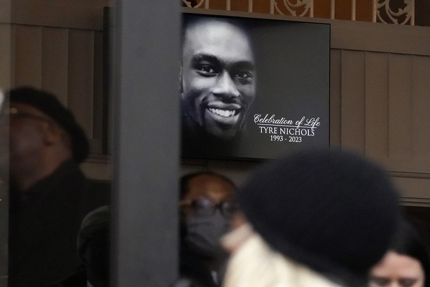 FILE - Mourners leave after the funeral service for Tyre Nichols at Mississippi Boulevard Christian Church, Wednesday, Feb. 1, 2023, in Memphis, Tenn. Five former Memphis police officers charged in th ...