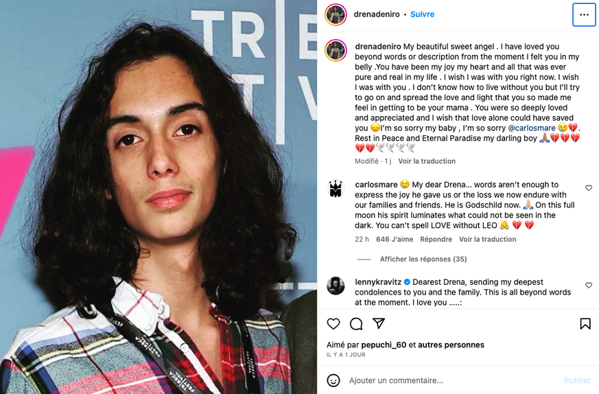 Le clan De Niro est touché par un terrible deuil. Le petit-fils de l'acteur Robert De Niro, Leandro De Niro Rodriguez, est décédé à 19 ans.